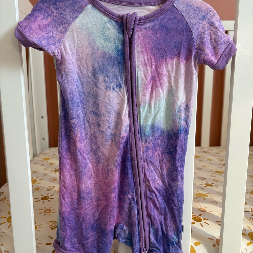 6/12M Little Sleepies Purple Watercolor Shorty